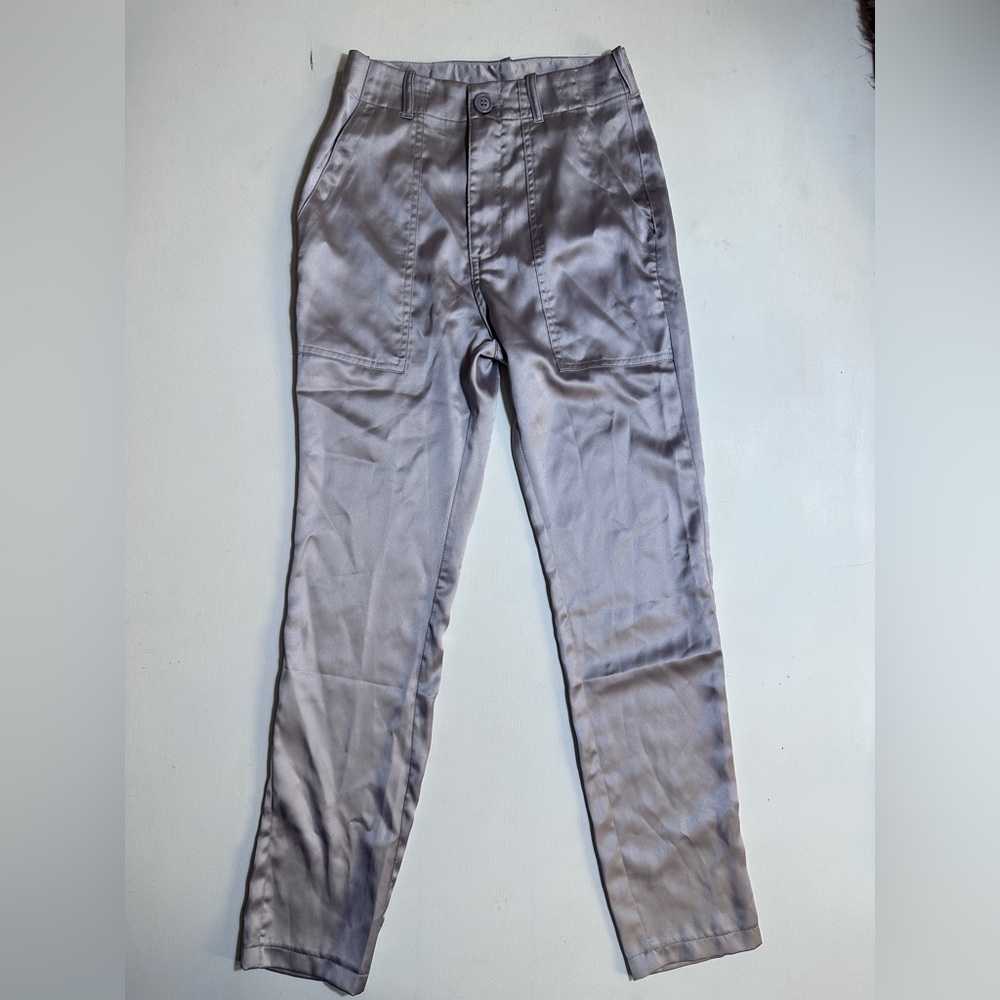 Fashion Brand Company Men's Shiny Gray Trousers